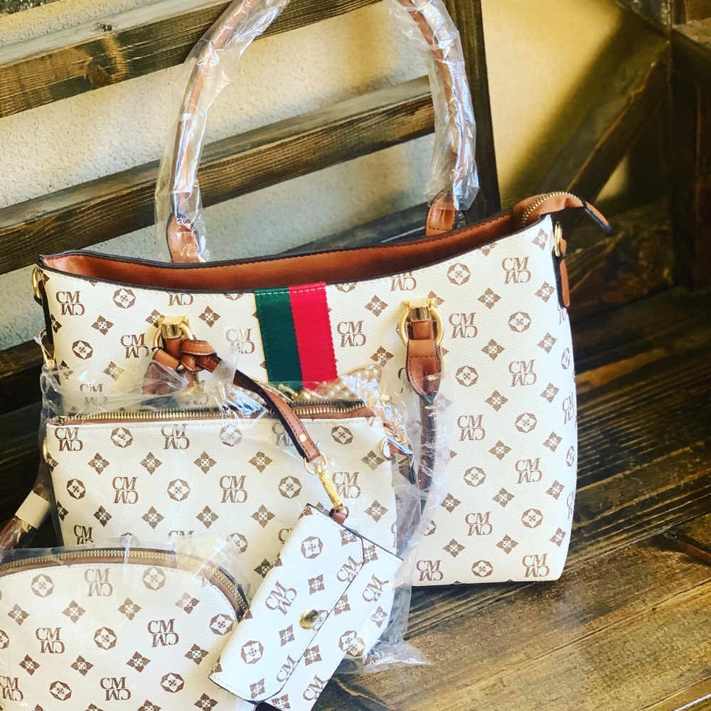Monogram Queen Bee Stripe Satchel Set